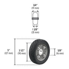 Rueda P/Carro T/ Yegua Pretul (Truper) Imponchable 5" # Rd-51 (45478)