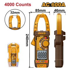 Multitester Digital Ingco C/Pinza Amperimetrica C/3 Pilas Aaa # Dcm66001