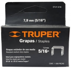 Grapa Truper 5/16" # Et-21-5/16 Caja 1.000 Pzas (17971)