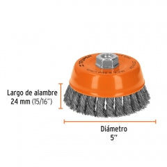 Escobilla Truper De Copa Diam 5" Trenzada P/Esmeril Eje 5/8" #Ct-612X (11542)