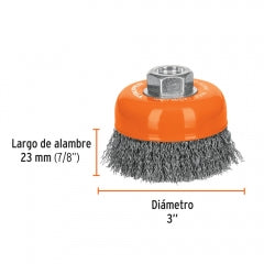 Escobilla Truper De Copa Diam 3" P/Esmeril Fina 14Mm #Co-508M (14180)