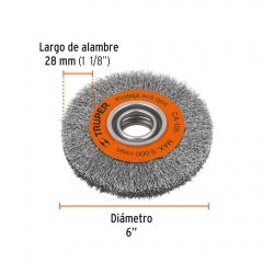 Escobilla Truper Circular Diam 6" P/Esmeril Fina 13/16" #Ca-105 (11523)
