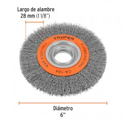 Escobilla Truper Circular Diam 6" P/Esmeril Fina 3/4" #Ca-104 (11520)