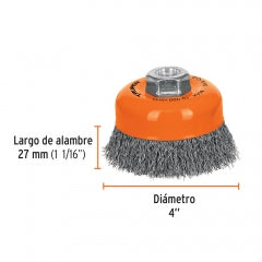 Escobilla Truper De Copa Diam 4" Fina P/Esmeril Eje 5/8" #Co-510 (11529)