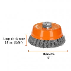 Escobilla Truper De Copa Diam 5" P/Esmeril Trenzada 14 Mm #Ct-612M (11544)
