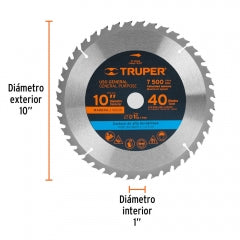 Sierra Circular Truper P/Madera 10" X 40 Dts. #St-1040E (18307)