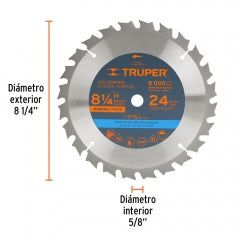Sierra Circular Truper P/Madera 8.1/4"X24 Dts. #St-824 (18302)