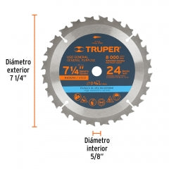 Sierra Circular Truper P/Madera 7.1/4" X 24 Dts #St-724 (18300)