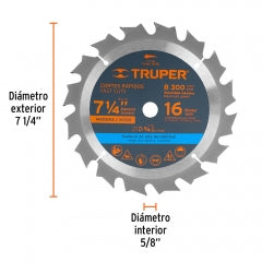 Sierra Circular Truper P/Madera 7.1/4" X 16 Dts. #St-716 (18298)
