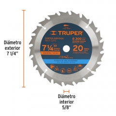 Sierra Circular Truper P/Madera 7.1/4" X 20 Dts. #St-720 (18299)