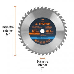 Sierra Circular Truper P/Madera 12" X 40 Dts. #St-1240E (18311)