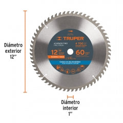 Sierra Circular Truper P/Madera 12" X 60 Dts. #St-1260E (18312)