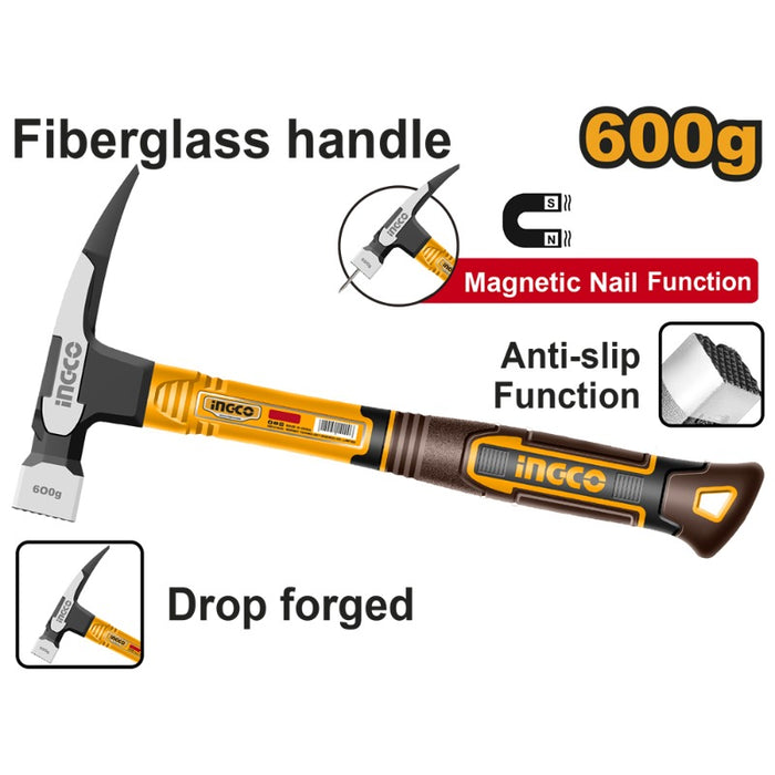 MARTILLO INGCO P/TECHO MAGNETICO MANGO F.VIDRIO 600 GRS.#HCH81060