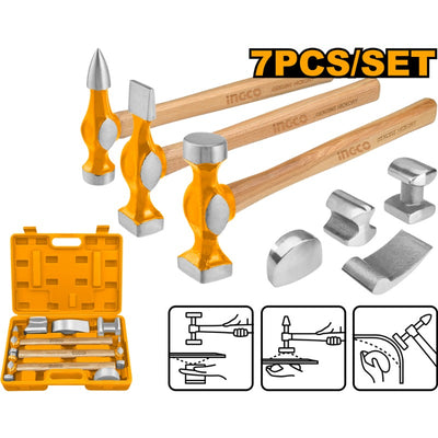 MARTILLO DESABOLLAR INGCO M/NOGAL AMERICANO JGO.7 PCS #HBAFH0712