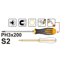 Atornillador Phillips Ingco Reforzado 20 Cms Ph3 - # Hgts68Ph3200