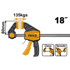Prensa Rapida Ingco Industrial 18" Sujecion 135 Kg # Hqbc18801