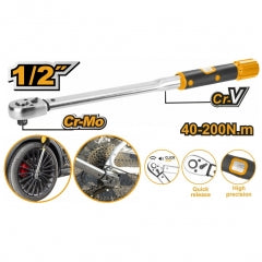 Llave Torque Ingco 1/2"Dr 40-200 N/M Largo 53 Cms # Hptw200N1
