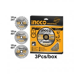 Disco Ingco Corte Madera Jgo.3 Pzas.7 1/4" 24 T, 40 T, 60 T.# Tsb51852153
