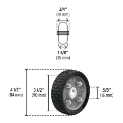 Rueda P/Carro T/ Yegua Pretul (Truper) Imponchable 4.1/2" # Rd-41 (45476)