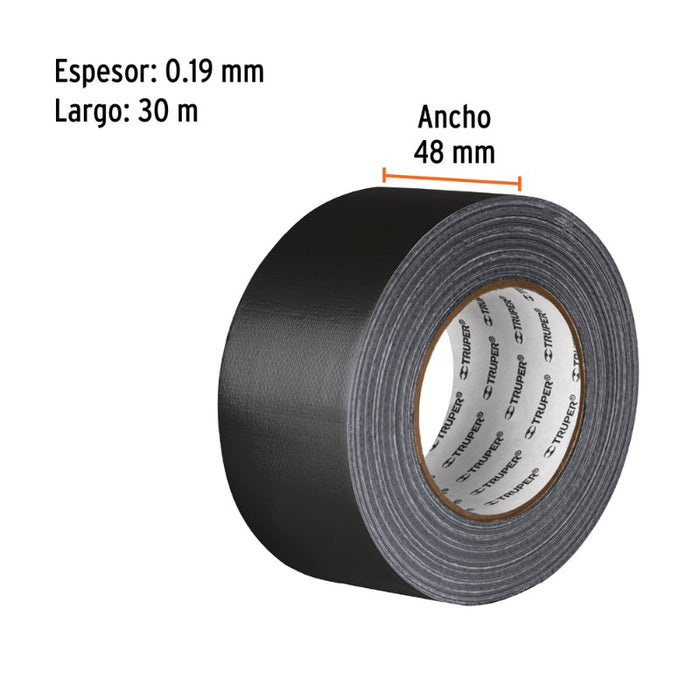 CINTA P/DUCTOS TRUPER NEGRA ADHESIVO TERMOFUSIBLE (PQTE 4 ROLLOS) #CDU-30XN  (103062)