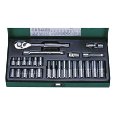Llave Dado Hans #2626Mp 1/4 Dr. Caja Metal Jgo. 26 Pzs (Of)