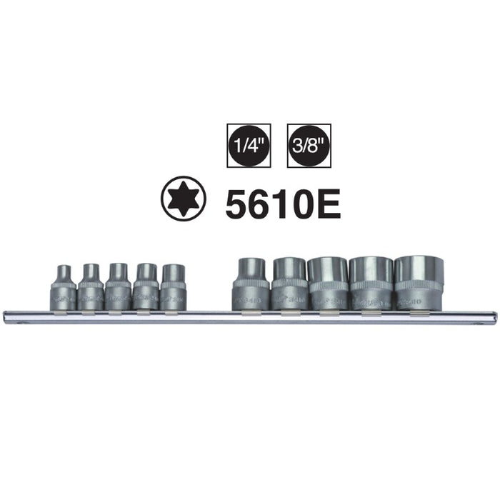 LLAVE DADO HANS # 5610E 1/4" & 3/8" DR E4 - E18  10 PCS(OF)