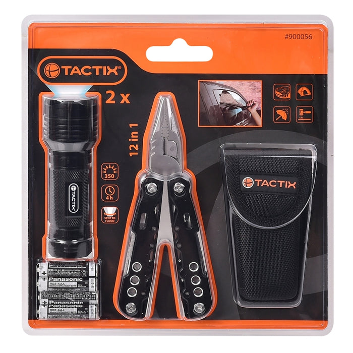 Alicate Tactix # 900056 8" Multifuncional C/Linterna Led 3 Pilas Aaa(Of)