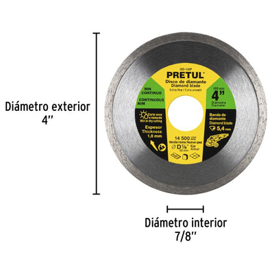 DISCO CORTAR PRETUL (TRUPER)  DIAMANTADO CONTINUO # DID-140P  4"  (21001)