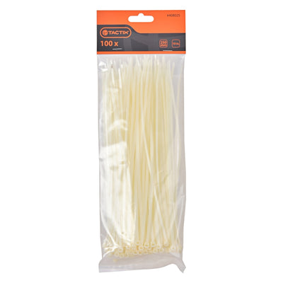 Amarra Plastica Tactix # 408025 Blanca Bolsa 100 Pzas.Largo 250Mm