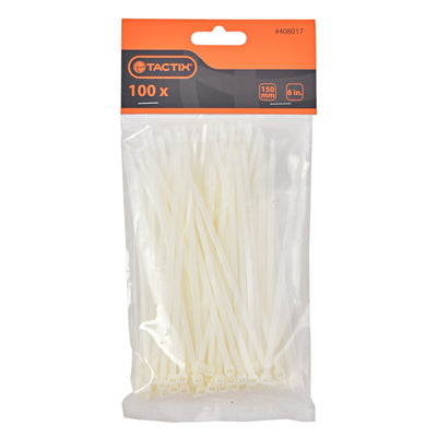 Amarra Plastica Tactix # 408017 Blanca Bolsa 100 Pzas.Largo 150Mm