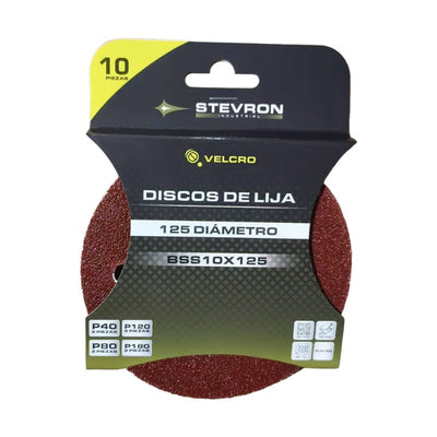 LIJA STEVRON PARA LIJADORA ROTORBITAL 125 MM/5" JGO.10 PZAS # BSS10X125