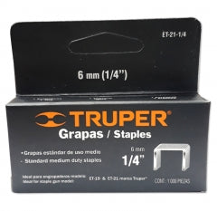 Grapa Truper 1/4" # Et-21-1/4 Caja 1.000 Pzas (17970)