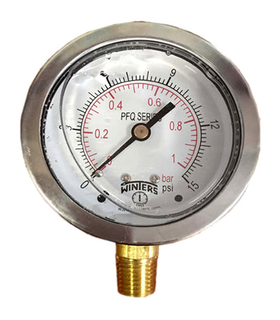 Manometro Winters # Pfq806 1/4" Npt C/Glic.Inf 0/200 Psi/Bar