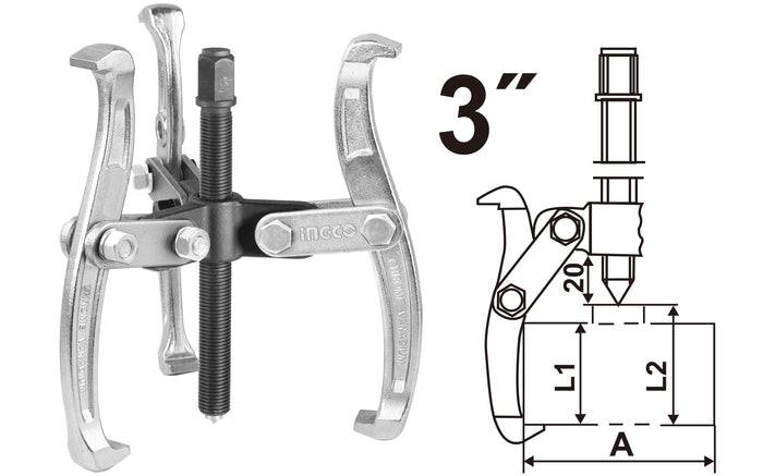 EXTRACTOR POLEA INGCO TRES MORDAZAS 3" # HGP08033