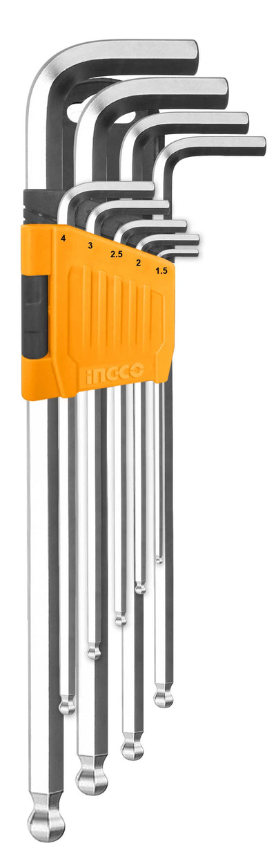 Llave Allen Ingco Hexag.Larga Pta. Bola Jgo. 9 Pzas.# Hhk12092