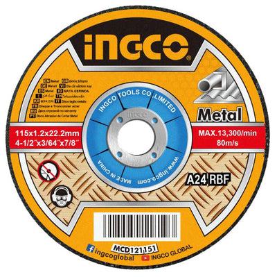Disco Cortar Ingco Metal 4.1/2" X 1.2" X 7/8" #Mcd121151