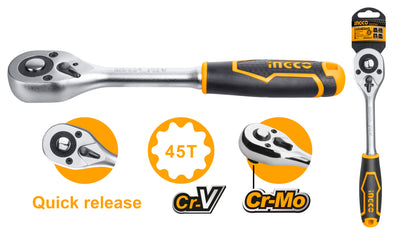 Llave Chicharra Ingco 3/8" Mango Antideslizante # Hrth0838