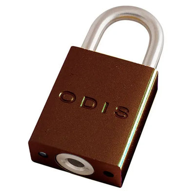 CANDADO "ODIS" ALUMINIO BLOQUEO CAFE