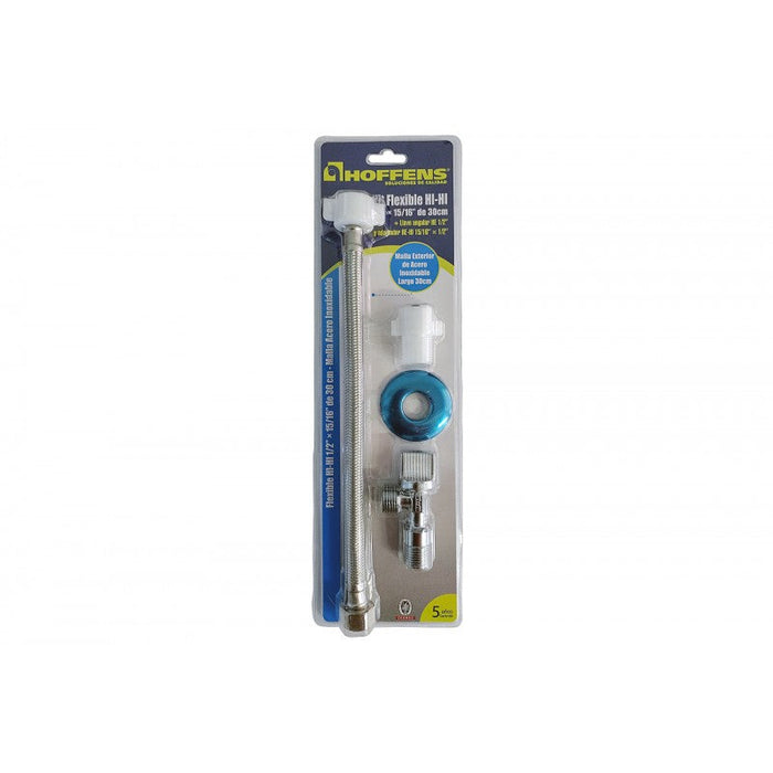Kit Llave Angular + Flexible De Acero Inox HI HI 25cm Hoffens